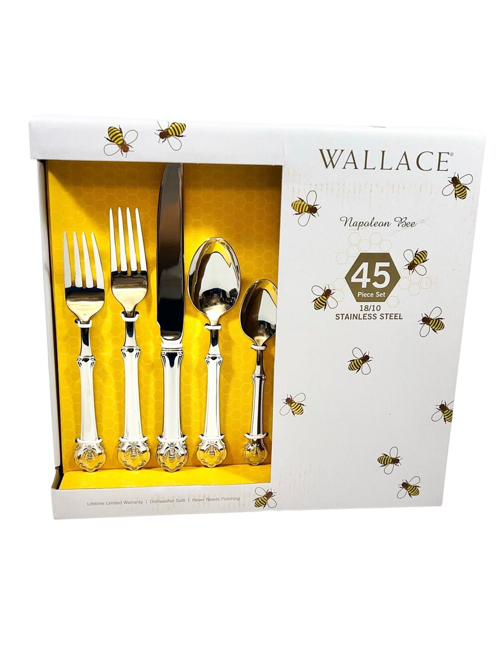Wallace Napoleon Bee Accent 18/10 Stainless Steel 45-piece Flatware Set Serves 8